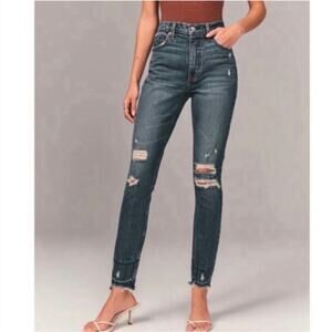 Abercrombie & Fitch Curve Love The Skinny High Rise Jeans Dark Wash Blue Size 26